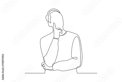 Continuous one line drawing Thinking or solving problem concept. Doodle vector illustration.