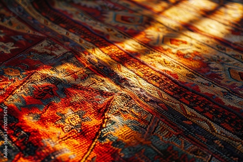 The Persian pattern on the Iranian carpet with the morning light. photo
