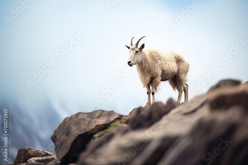 mountain goat standing on a rocky outcrop © Natalia