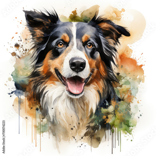 watercolor Collie clipart, Generative Ai