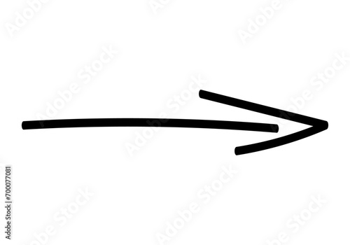 Flecha negra hecha con trazado a mano en fondo blanco. photo