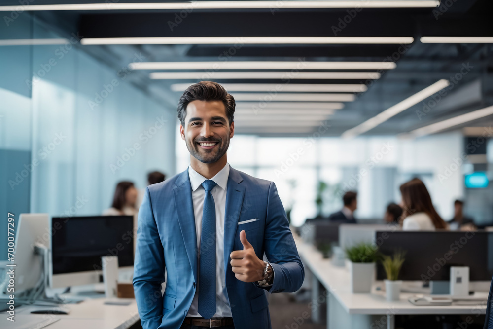 Fototapeta premium handsome man in ofice working with tablet 