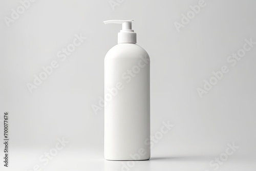 White dispenser bottle on white background  mockup with copy space