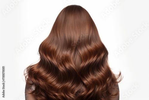 Brown hair, against white background.