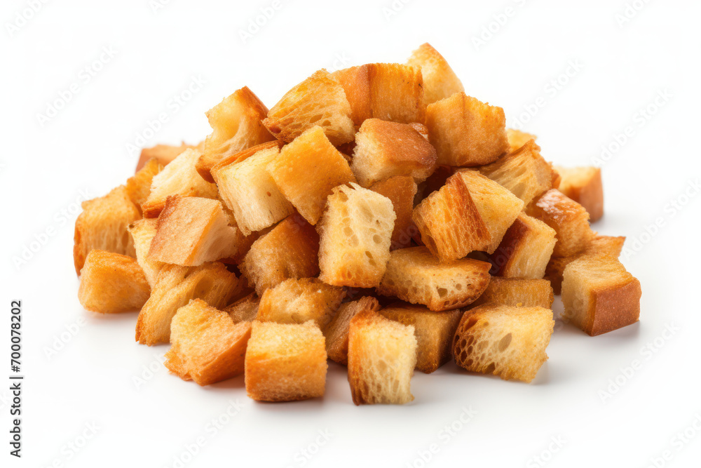 stack of white bread croutons on white background stack of white bread croutons on white background