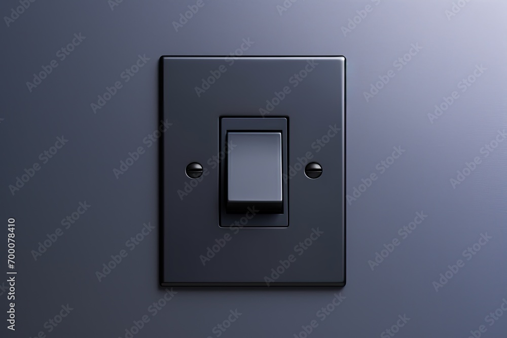 Text space on a grey background with a black light switch. Text space on a grey background with a black light switch.