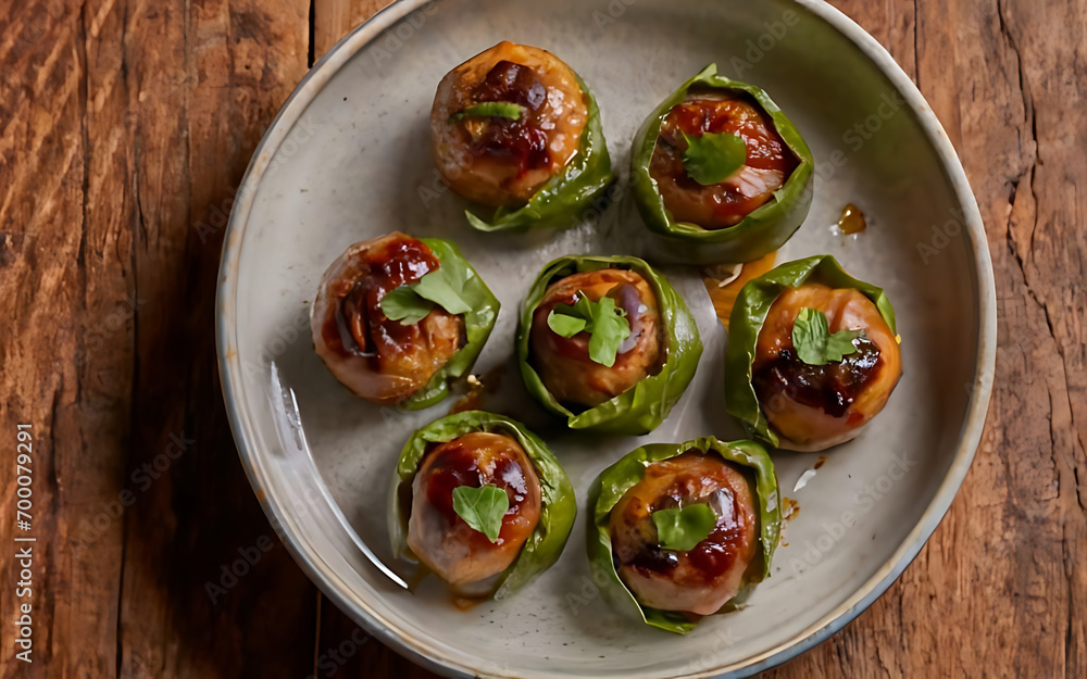 Capture the essence of Dolmeh in a mouthwatering food photography shot Capture the essence of Dolmeh in a mouthwatering food photography shot