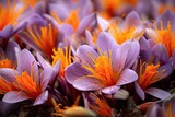 Close-up view of saffron blooms.