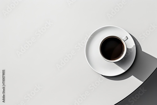 Minimalistic graphic of black coffee on a white table.