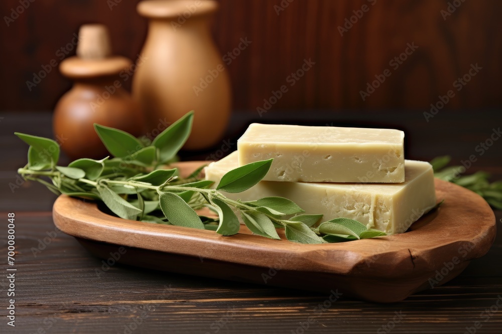 Traditional Aleppo organic laurel soap displayed on a wooden background, symbolizing skincare. Traditional Aleppo organic laurel soap displayed on a wooden background, symbolizing skincare.
