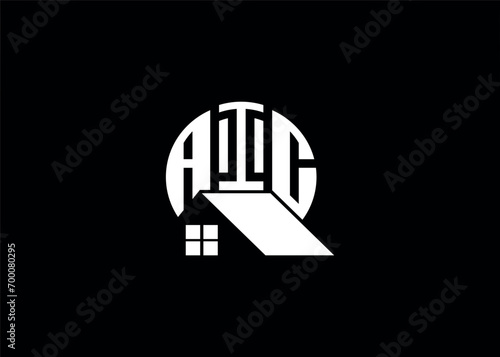 Real Estate Letter AIC Monogram Vector Logo.Home Or Building Shape AIC Logo photo