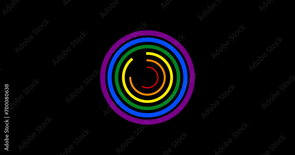 LGBTQ Pride Month colored circle spiral background. Rainbow-colored glowing smooth elliptical background animation. Concept of Equality and gender identity. LGBTQ Pride Month colored circle spiral background. Rainbow-colored glowing smooth elliptical background animation. Concept of Equality and gender identity.