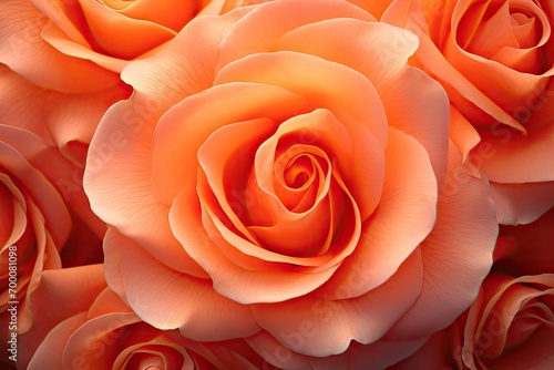 Fototapeta Naklejka Na Ścianę i Meble -  Macro photography of vibrant peach orange rose petals from Sangerhauser Jubilaumsrose 2003 Germany