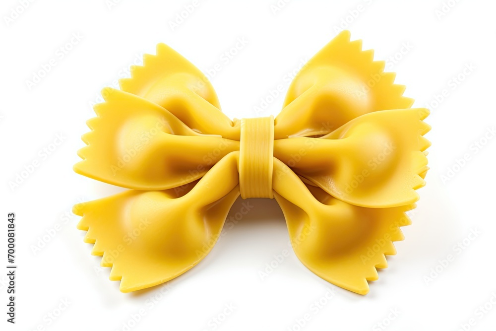 Single bow tie pasta isolated on white background lone bow tie pasta on