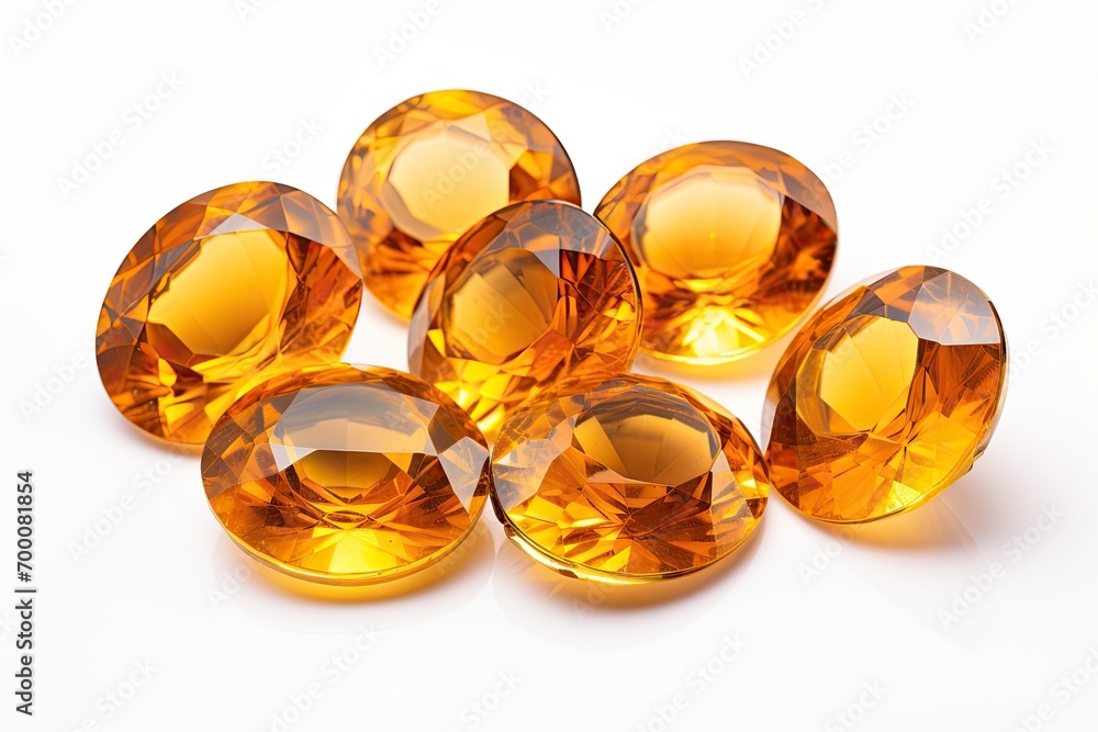 Singular white background with isolated topaz gems Singular white background with isolated topaz gems