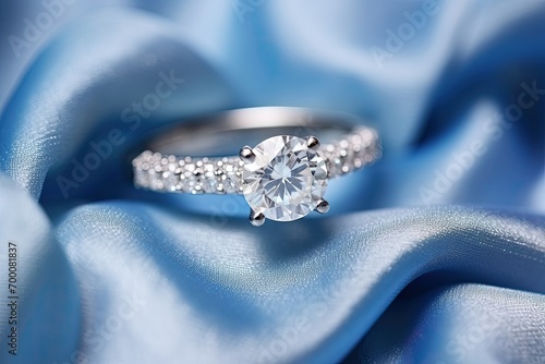 Isolated silver diamond ring for women and girls. photo