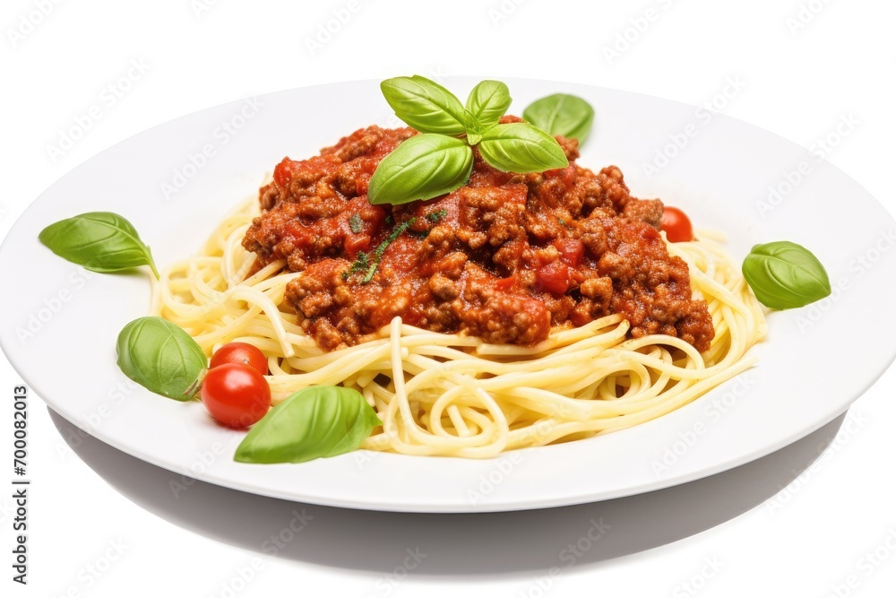Spaghetti bolognese on white background Spaghetti bolognese on white background