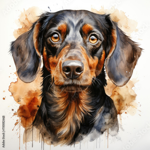 watercolor Dachshund clipart, Generative Ai