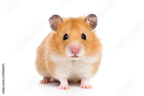 White background with a Syrian hamster