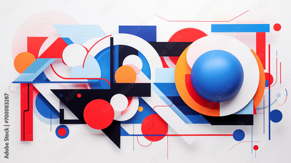 Geometric Harmony, 3D Abstract Shapes, Blue and Red Color Scheme, Artistic Composition. graphic design and typography
Geometric Harmony, 3D Abstract Shapes, Blue and Red Color Scheme, Artistic Composition. graphic design and typography