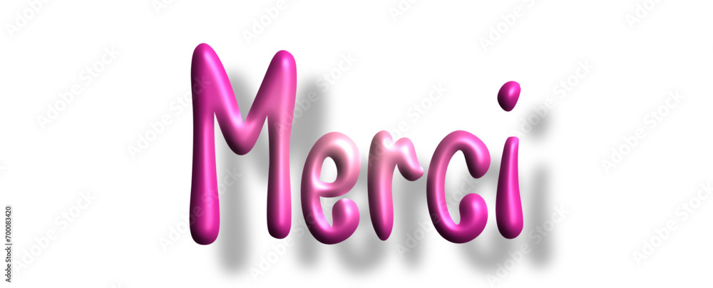 Merci - thank you written in French - lettering - pink color, embossed tubular font, transparent backgroun - image, poster, placard, banner, postcard, card. Merci - thank you written in French - lettering - pink color, embossed tubular font, transparent backgroun - image, poster, placard, banner, postcard, card.