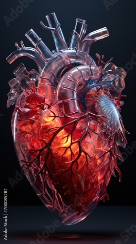 Artistic biological model of human heart. Ai generative