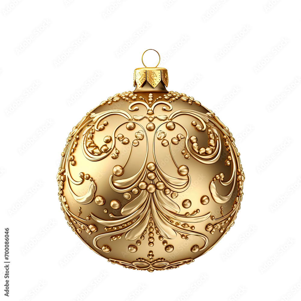 Fototapeta premium Golden christmas ornament isolated on a transparent background