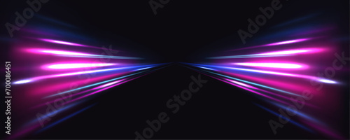 Light trail wave, fire path trace line, car lights, optic fiber and incandescence curve twirl. High speed road in night time abstraction. Sport car is made of polygons, lines and connected dots.	