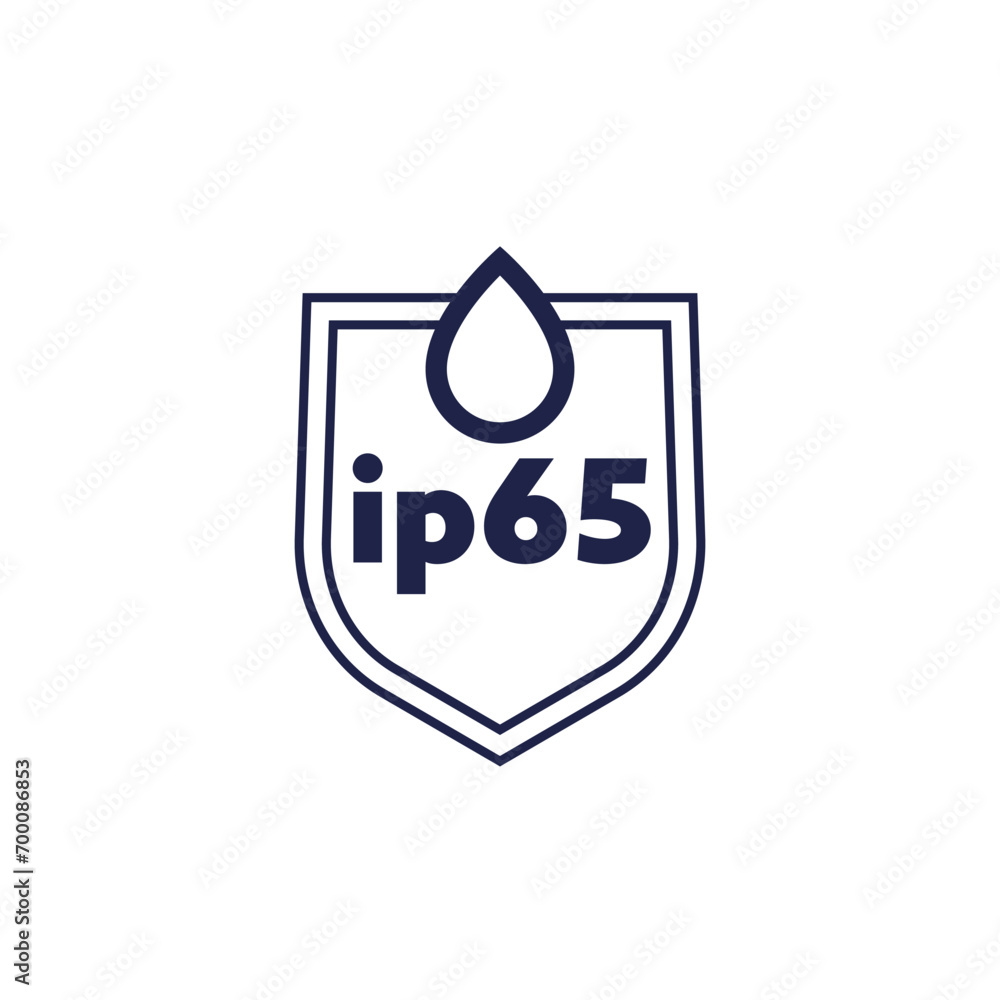 ip65 standard icon, waterproof sign with shield ip65 standard icon, waterproof sign with shield