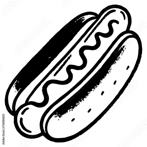 Hot Dog ,Food Doodles line , Line art , hand-drawn in the style of doodles line SVG File.