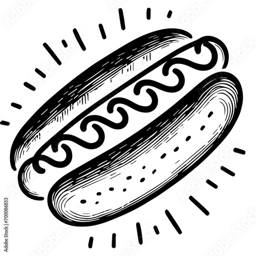 Hot Dog ,Food Doodles line , Line art , hand-drawn in the style of doodles line SVG File.