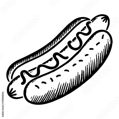 Hot Dog ,Food Doodles line , Line art , hand-drawn in the style of doodles line SVG File.