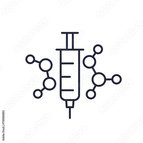molecules and a syringe line icon