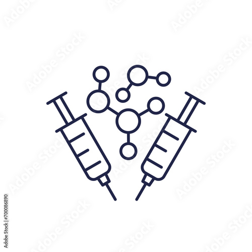 molecules and syringes line icon