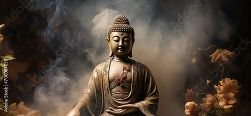 Incense filled Buddha statue