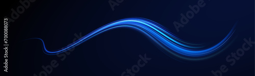 Abstract blue wave background. Wavy transparent curved lines in the form of the movement of sound waves in a set of different shapes of whirlpool, twist, spiral. Light arc in blue colors, in the form photo