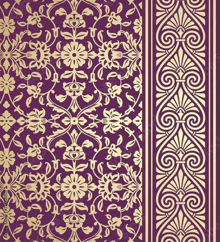 wedding card design, traditional paisley floral pattern , royal India 