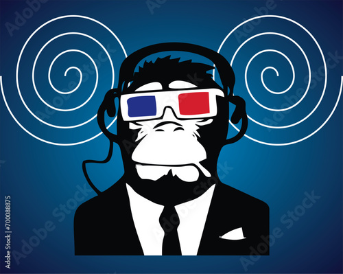 monkey in suit vectorized abstract art