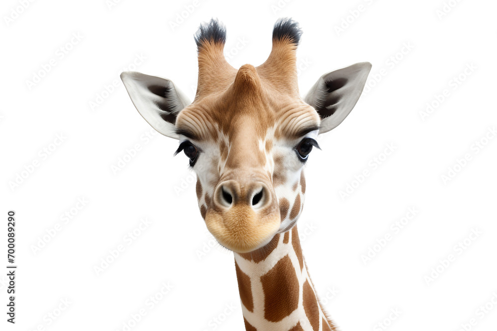 Giraffe on Pure White on a transparent background