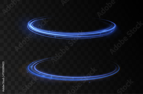 Blue stripes in the form of drill, turns and swirl. Undulate wave swirl swoosh, dynamic twisted lines. Transparent blue sparkling light line element.	