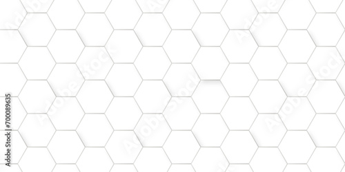 Seamless pattern with hexagonal white and gray technology line paper background. Hexagonal vector grid tile and mosaic structure mess cell. white and gray hexagon honeycomb geometric copy space. photo