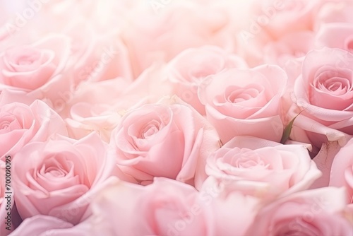 Pale pink roses with a blurred style serve as a soft colored background.