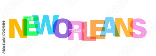 NEW ORLEANS. The name of the city on a white background. Vector design template for poster, postcard, banner