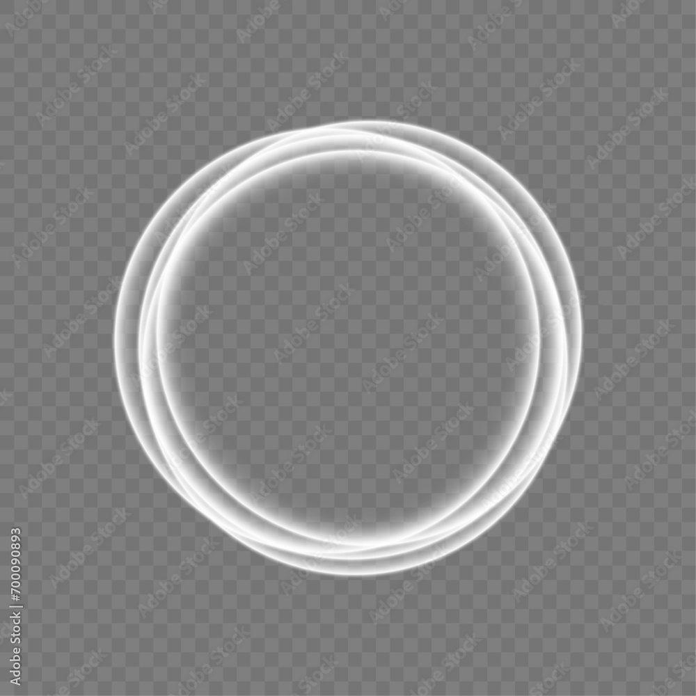 Luminous white lines of speed. Twist white line. Light trail wave, fire path trace line and incandescence curve twirl. Abstract motion lines.