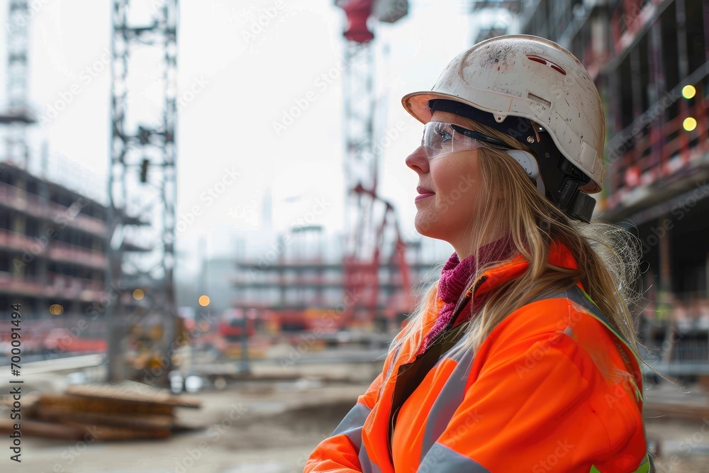 Female engineer overseeing a construction site Female engineer overseeing a construction site