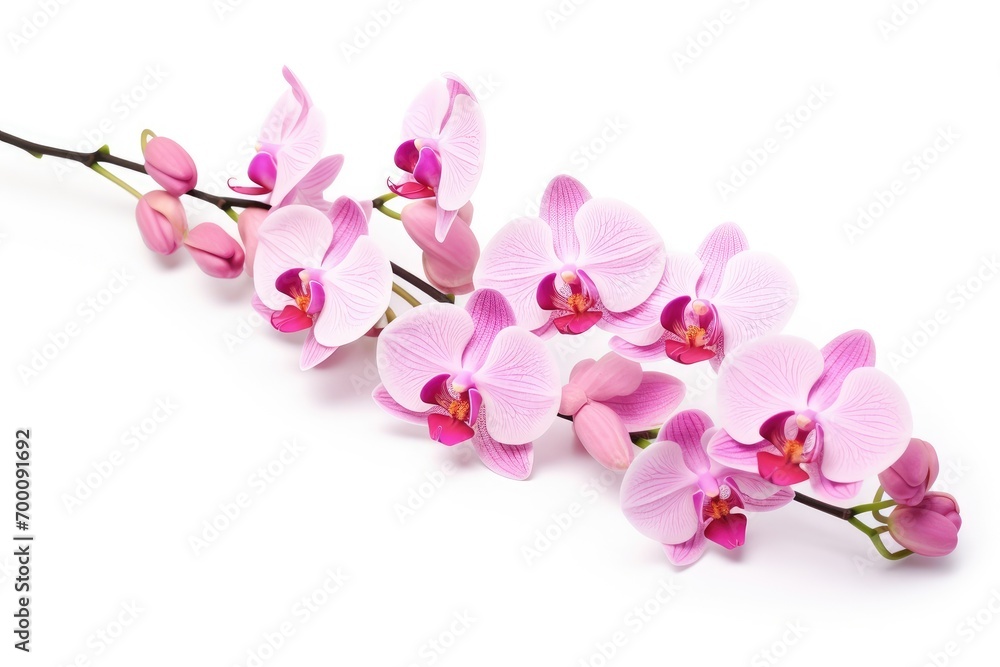 Pink orchid flower on a white background and alone.