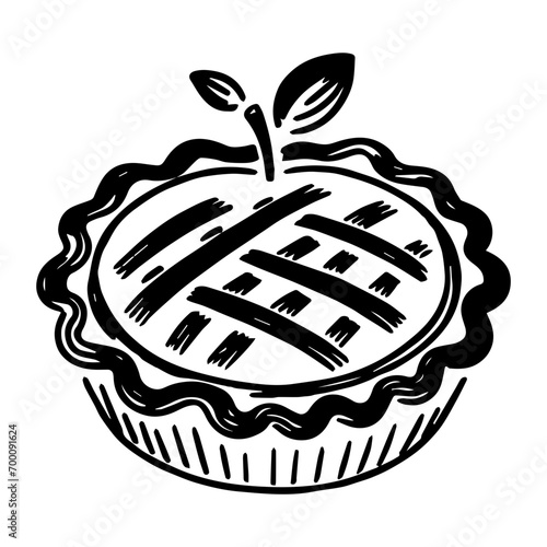 Apple Pie ,Food Doodles line , Black Line art , hand-drawn in the style of doodles line SVG File.
