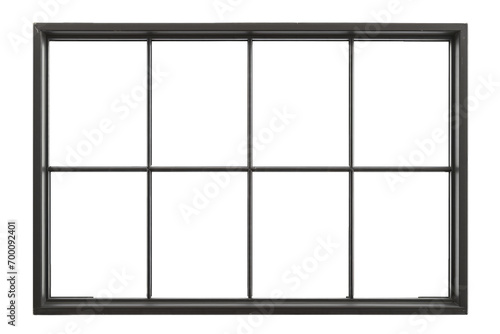 black window frame with a grid design