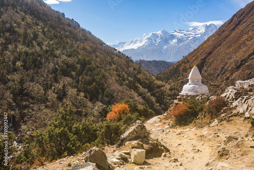 Buddhist stupa near Pangboche village, Nepal photo