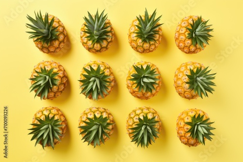 Pineapple based artistic arrangement Flat lay Culinary idea